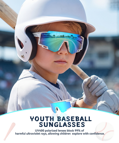 3 PACK Kids Sunglasses youth baseball sunglasses for boys 4-14, Softball Cycling Polarized Sports Sunglasses OT234-11-13-14