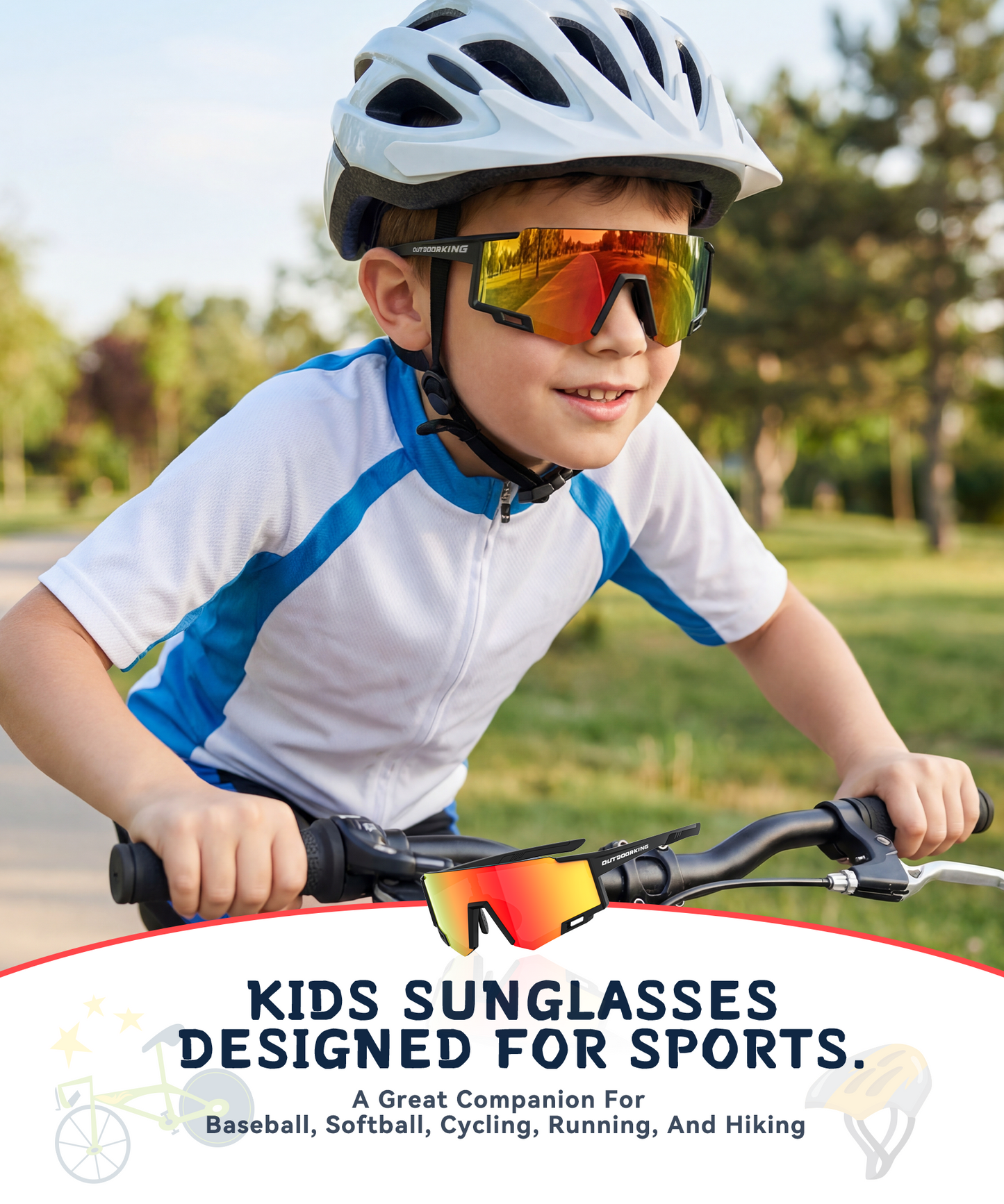 3 PACK Kids Sunglasses youth baseball sunglasses for boys 4-14, Softball Cycling Polarized Sports Sunglasses OT234-11-13-14