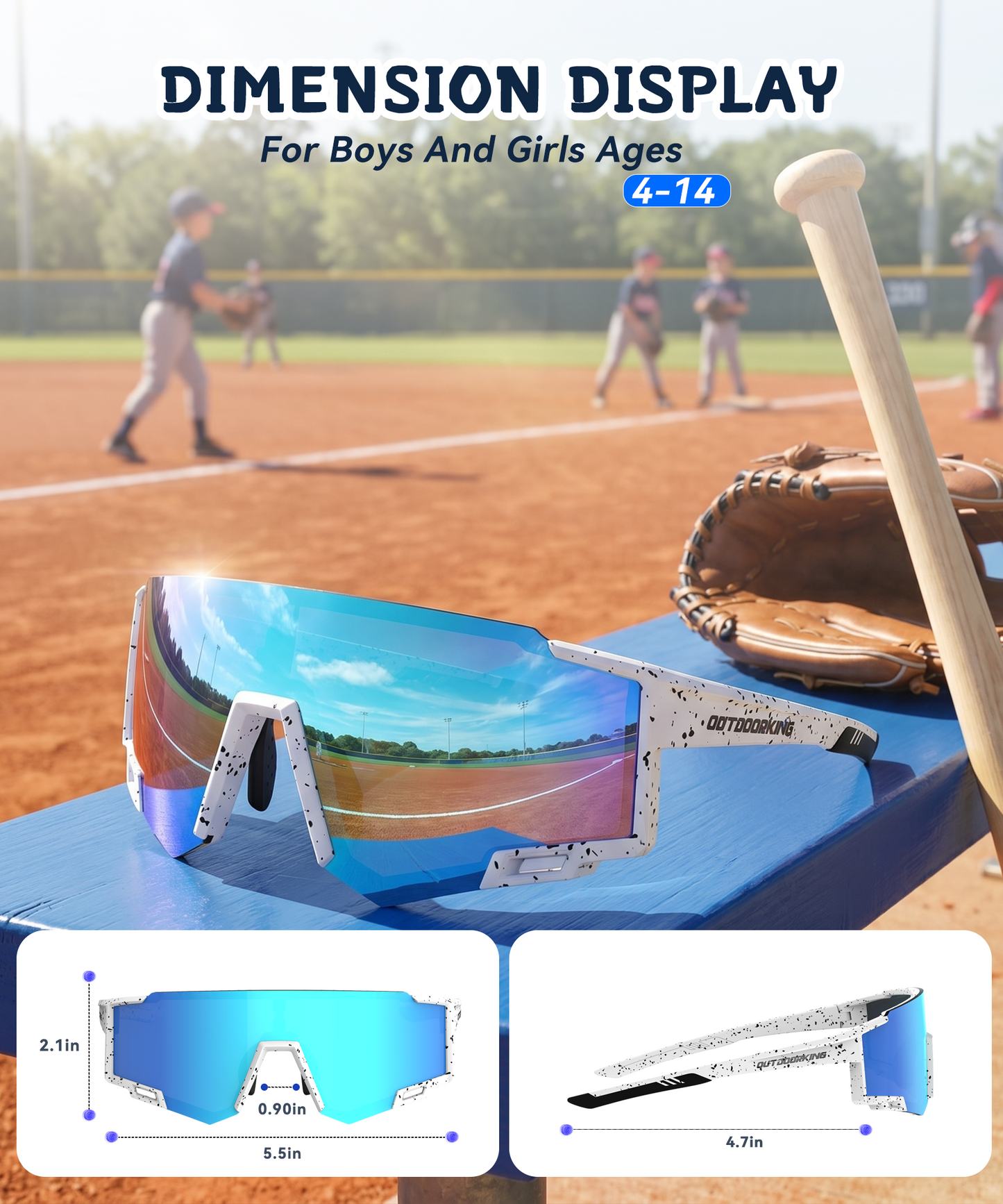 3 PACK Kids Sunglasses youth baseball sunglasses for boys 4-14, Softball Cycling Polarized Sports Sunglasses OT234-11-13-14
