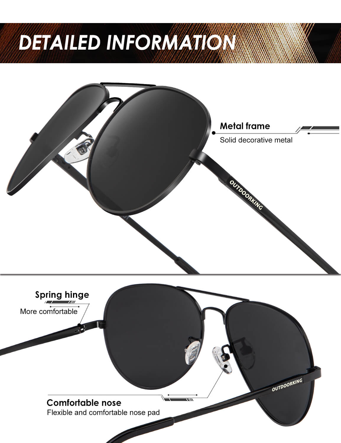 OUTDOORKING Classic Aviator Sunglasses S2403-1