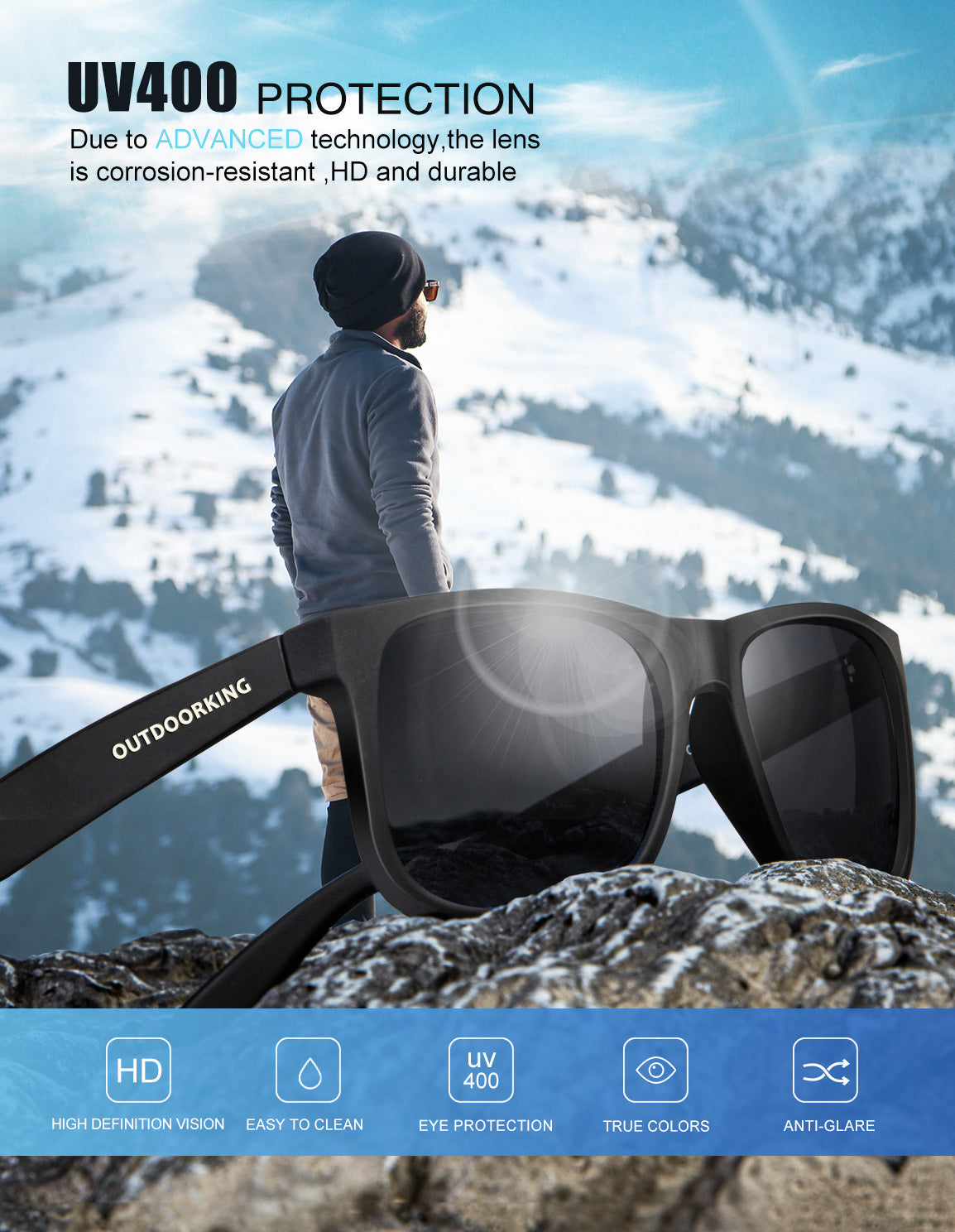 OUTDOORKING Classic Rectangle Sunglasses S65-1