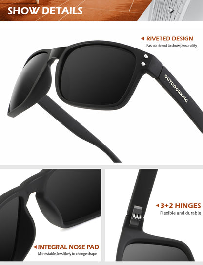 OUTDOORKING Rivets Square Sunglasses S66-2