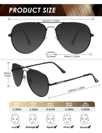 OUTDOORKING Classic Aviator Sunglasses S2403-1