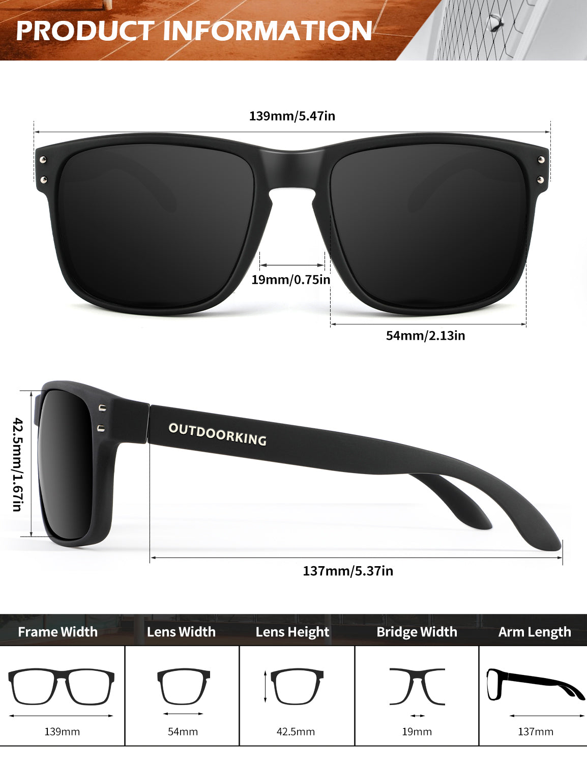 OUTDOORKING Rivets Square Sunglasses S66-2