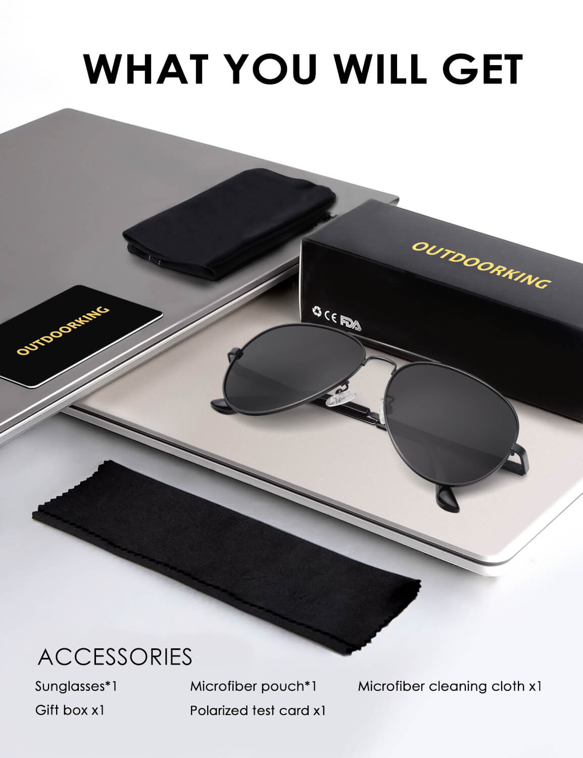 OUTDOORKING Classic Aviator Sunglasses S2403-1